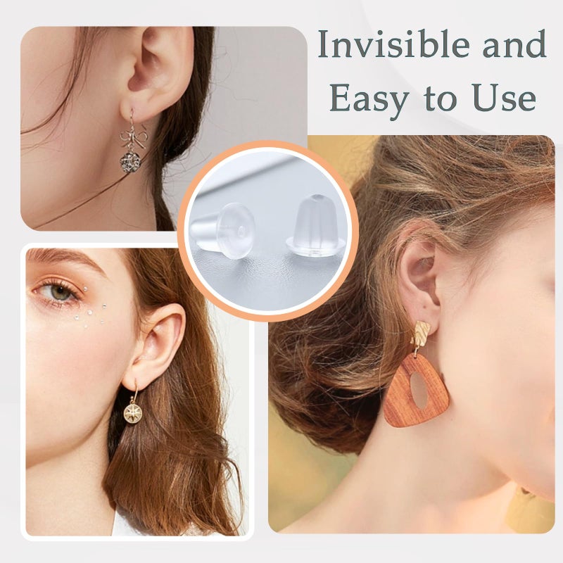 KASBEE Rubber Earring Backs, Soft Clear Backs for Earrings Studs, 500Pcs Safety Earring Backings Clutch Stoppers for Fishhook Earrings - Image 5